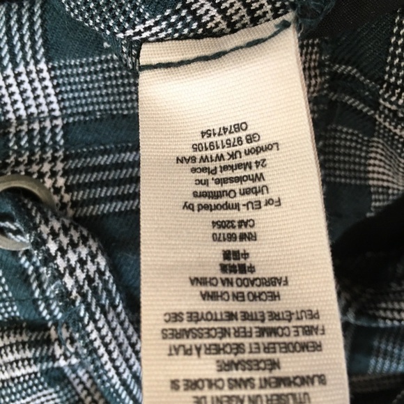 Free People Potato Sack High Rise Loose Fit Green Plaid Pant Size 2 - Picture 9 of 16